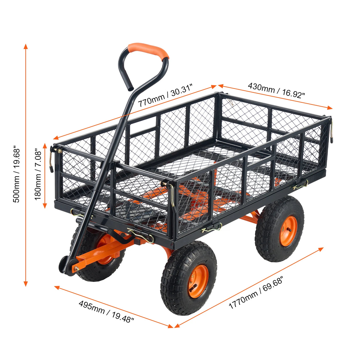 SucceBuy Heavy Duty Metal Garden Utility Wagon Dump Cart
