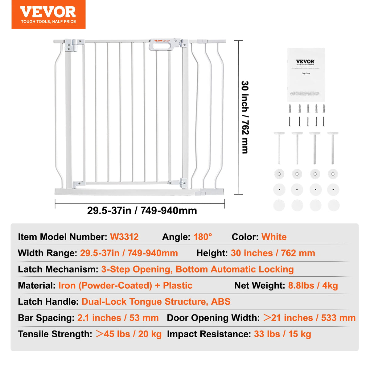 SucceBuy Pressure Mount Baby Gate For Dogs And Children