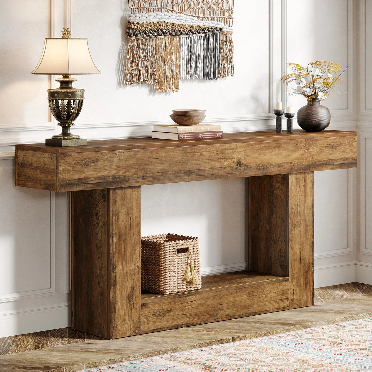 Tribesigns Farmhouse Wooden Console Table For Living Room Entryway