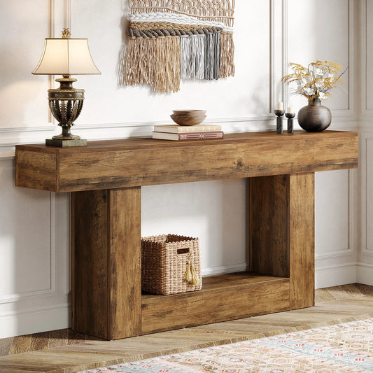 Tribesigns Farmhouse Wooden Console Table For Living Room Entryway