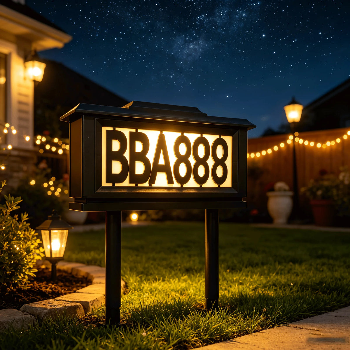 Solar Outdoor Address Sign Light With Stake Dual Light Modes