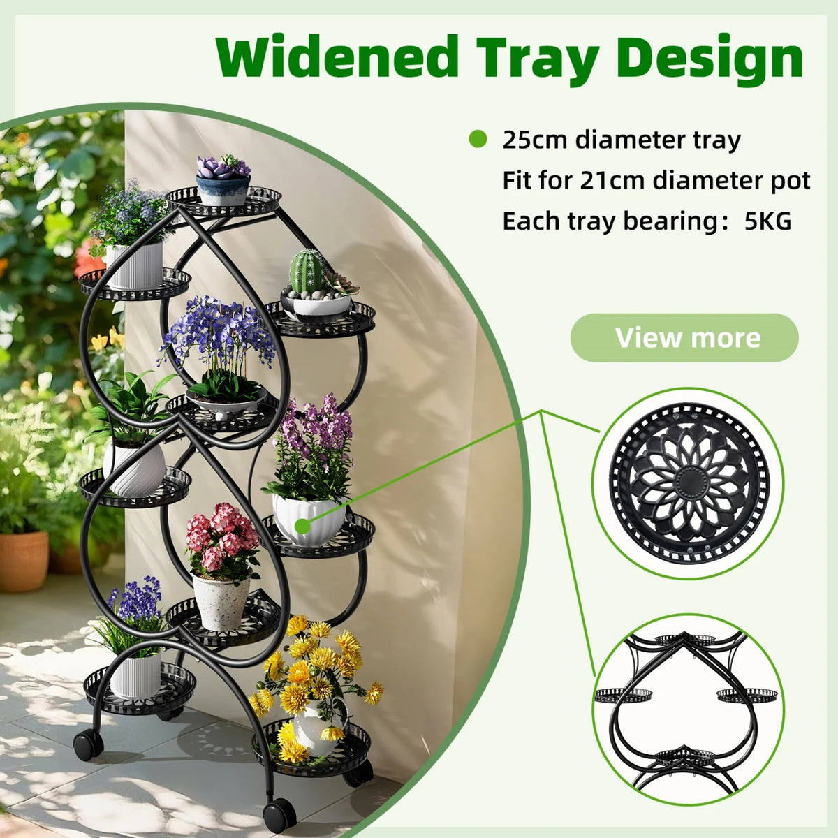 Metal Plant Stand With Wheels And Tiered Display Rack