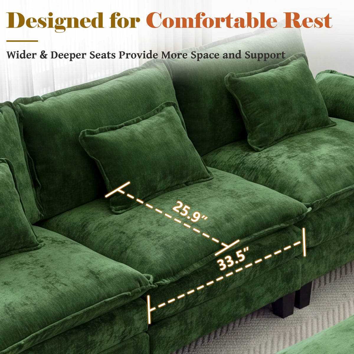 TCGBKAF Modern Modular Cloud Sectional Sofa With Ottoman