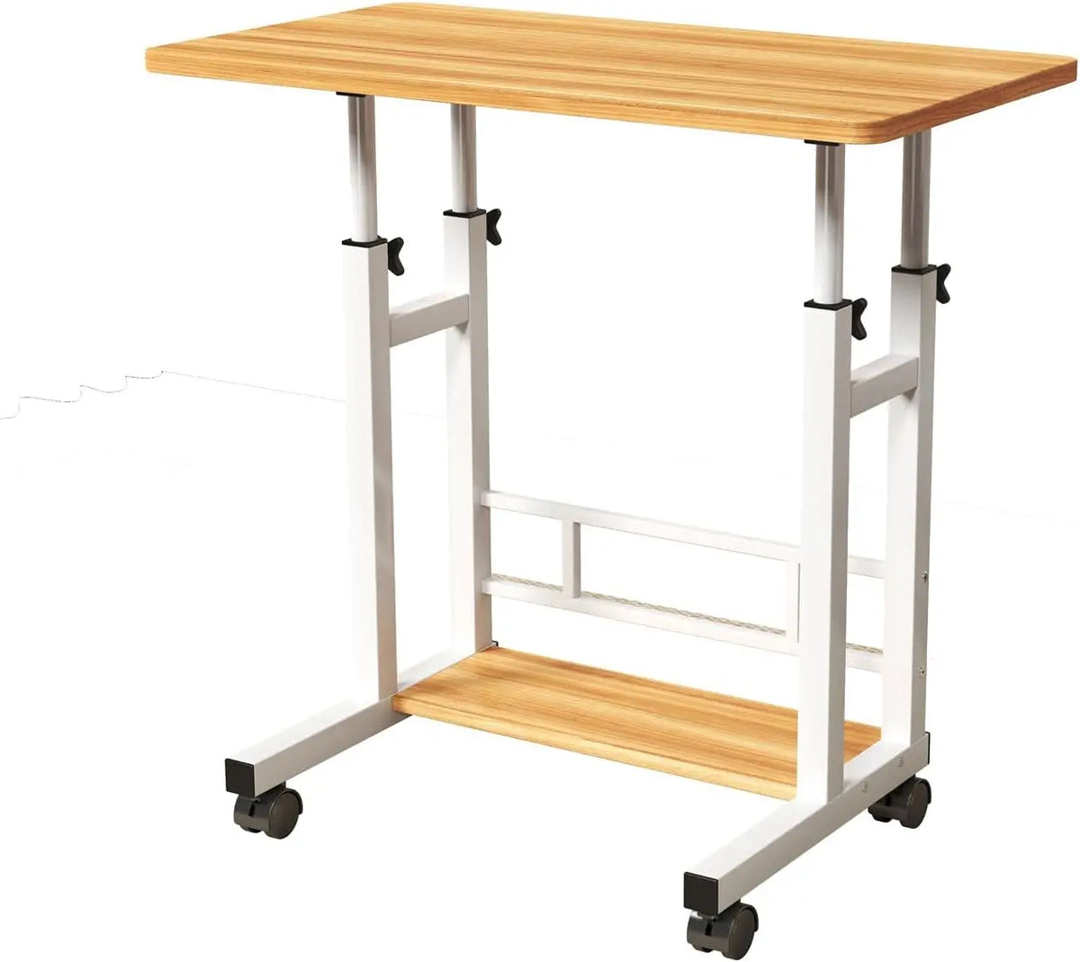 Adjustable Height Bamboo Standing Desk With Smooth Rolling Wheels
