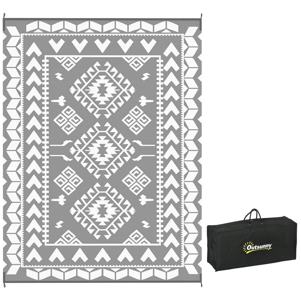 Modern Geometric Polypropylene Outdoor Rug Non Slip Garden Patio Decor