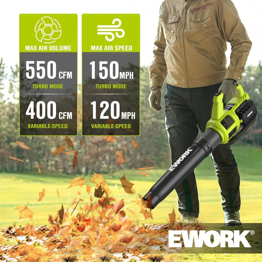 Cordless Leaf Blower 550 CFM With Turbo And Fast Charger