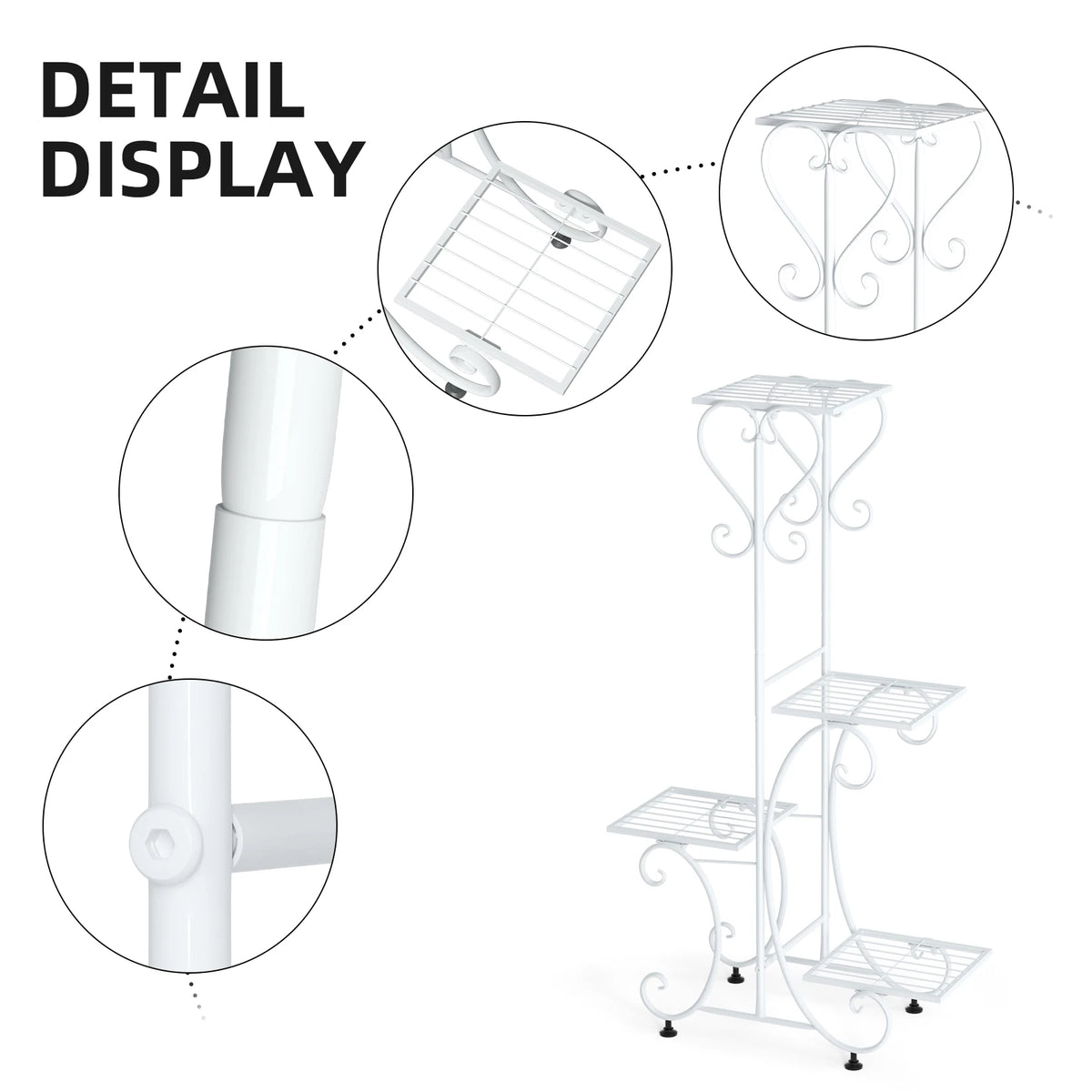 Four Tier Metal Plant Stand For Indoor Outdoor Garden Rack