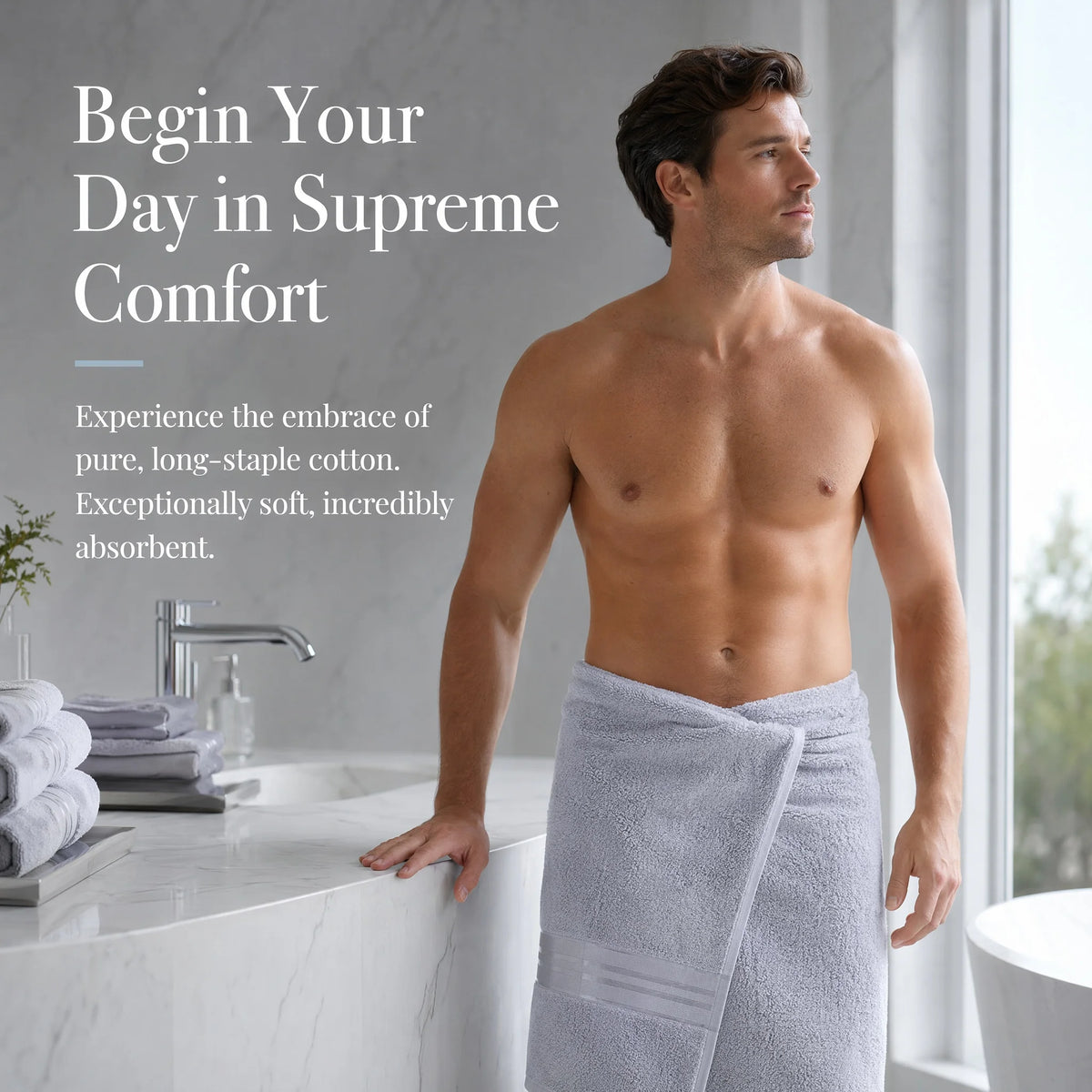 Premium 6 Piece 100 Percent Cotton Bath Towel Collection