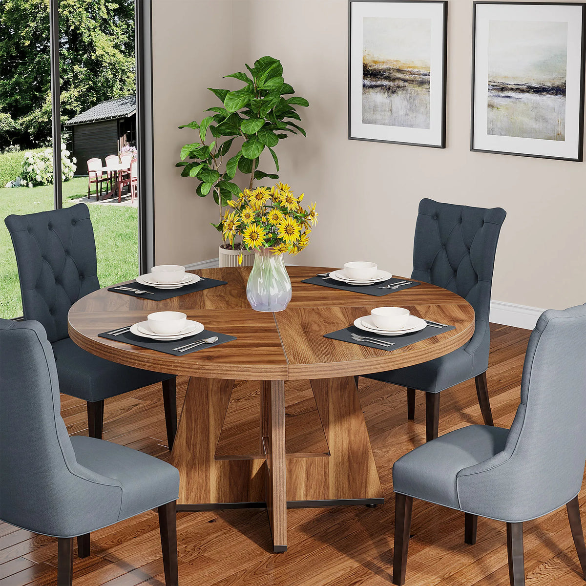 Tribesigns Round Farmhouse Kitchen Table For Dining Room Modern Design