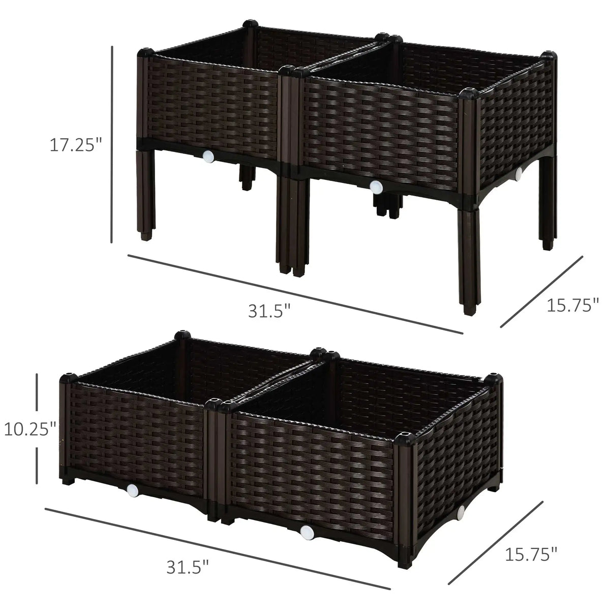 Outsunny Four Piece Raised Flower Bed Vegetable Herb Planter