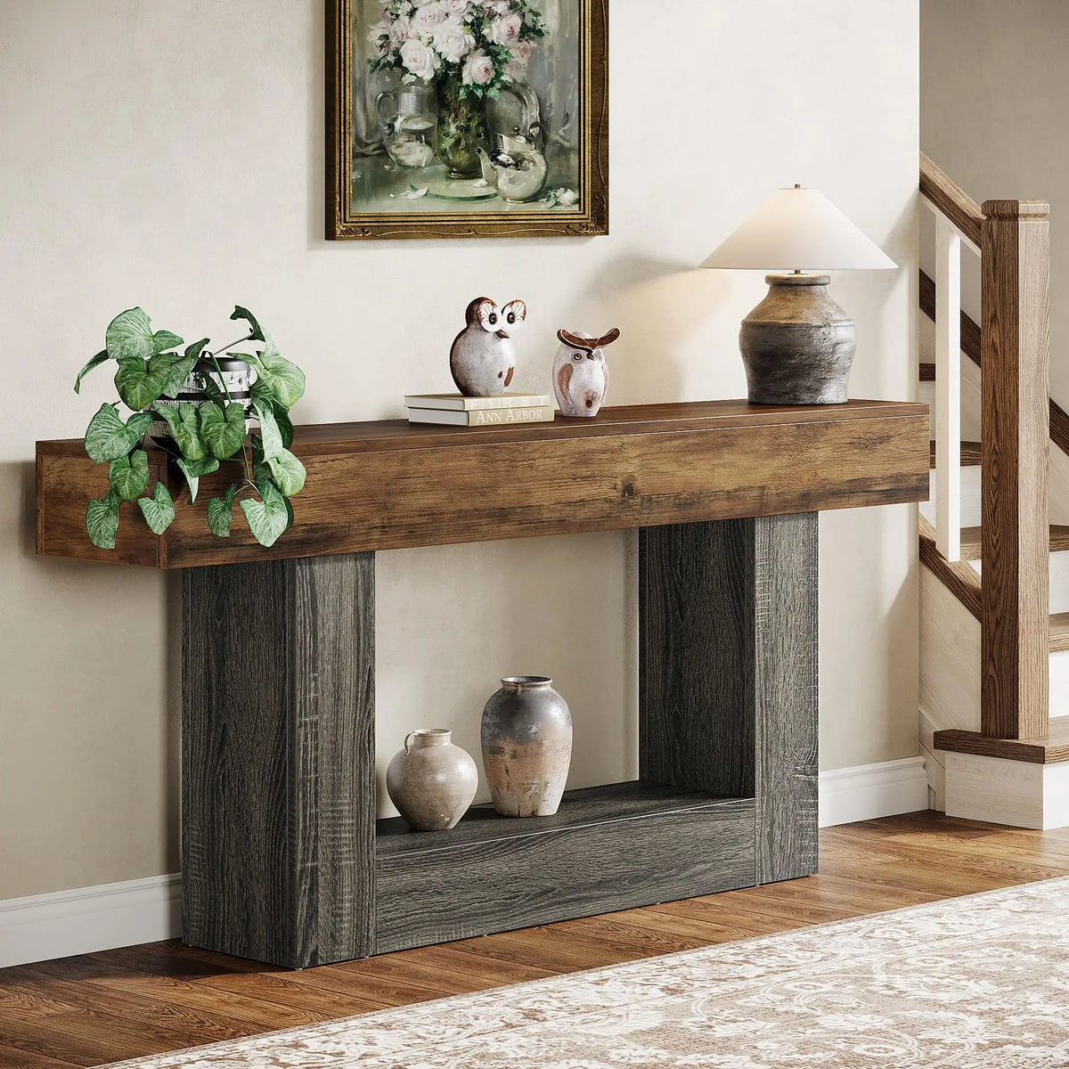 Tribesigns Farmhouse Wooden Console Table For Living Room Entryway