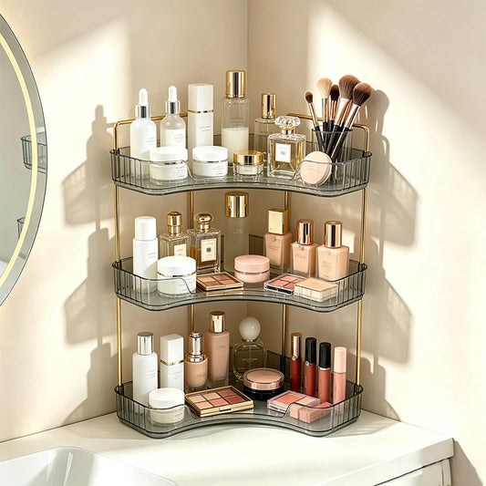 Bathroom Countertop Storage Organizer Rack With Hooks