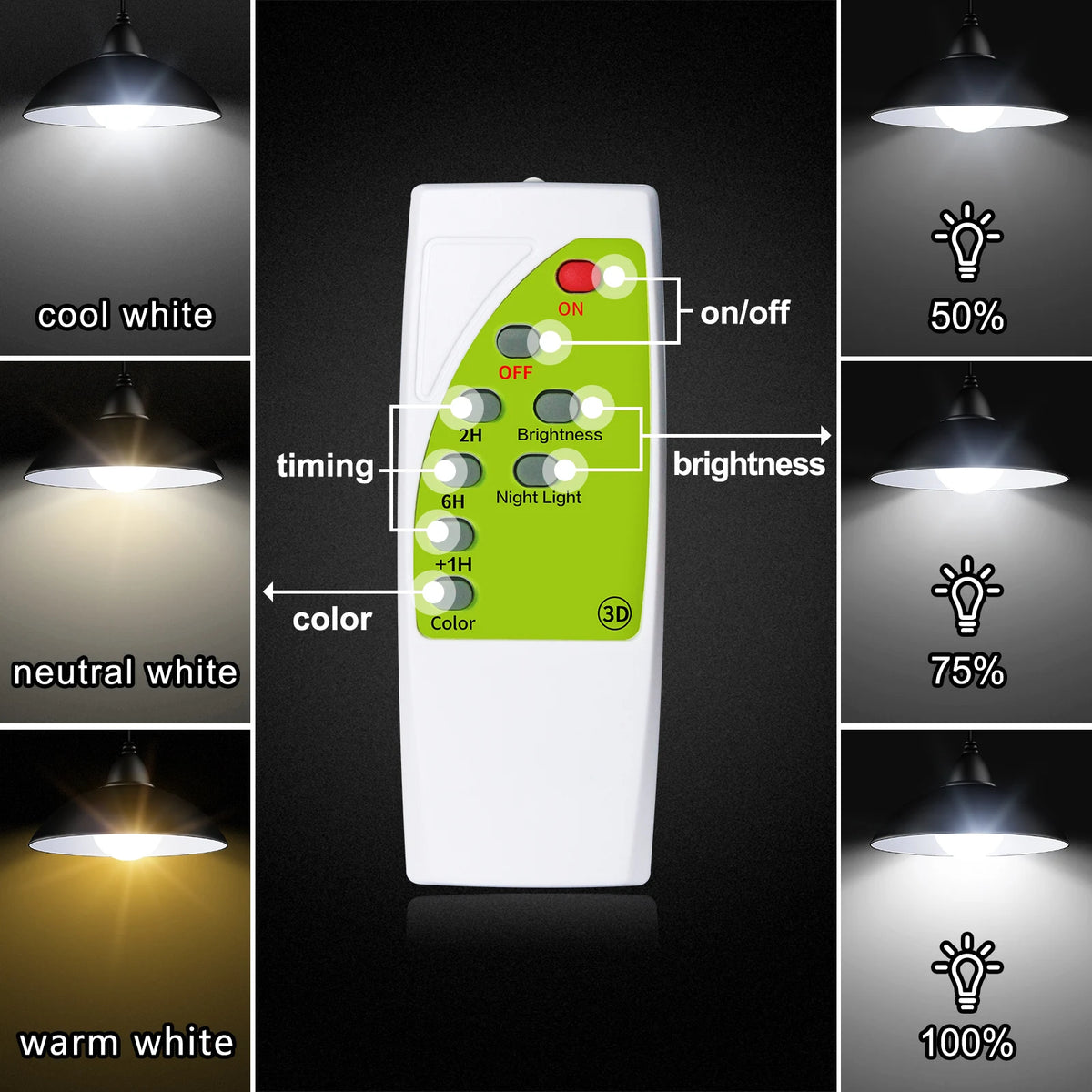 Intelamp Solar Pendant Lights Indoor Outdoor 4000mAh With Remote Day/Night Mode 16.4Ft Hanging Lighting For Barns Chicken Coop