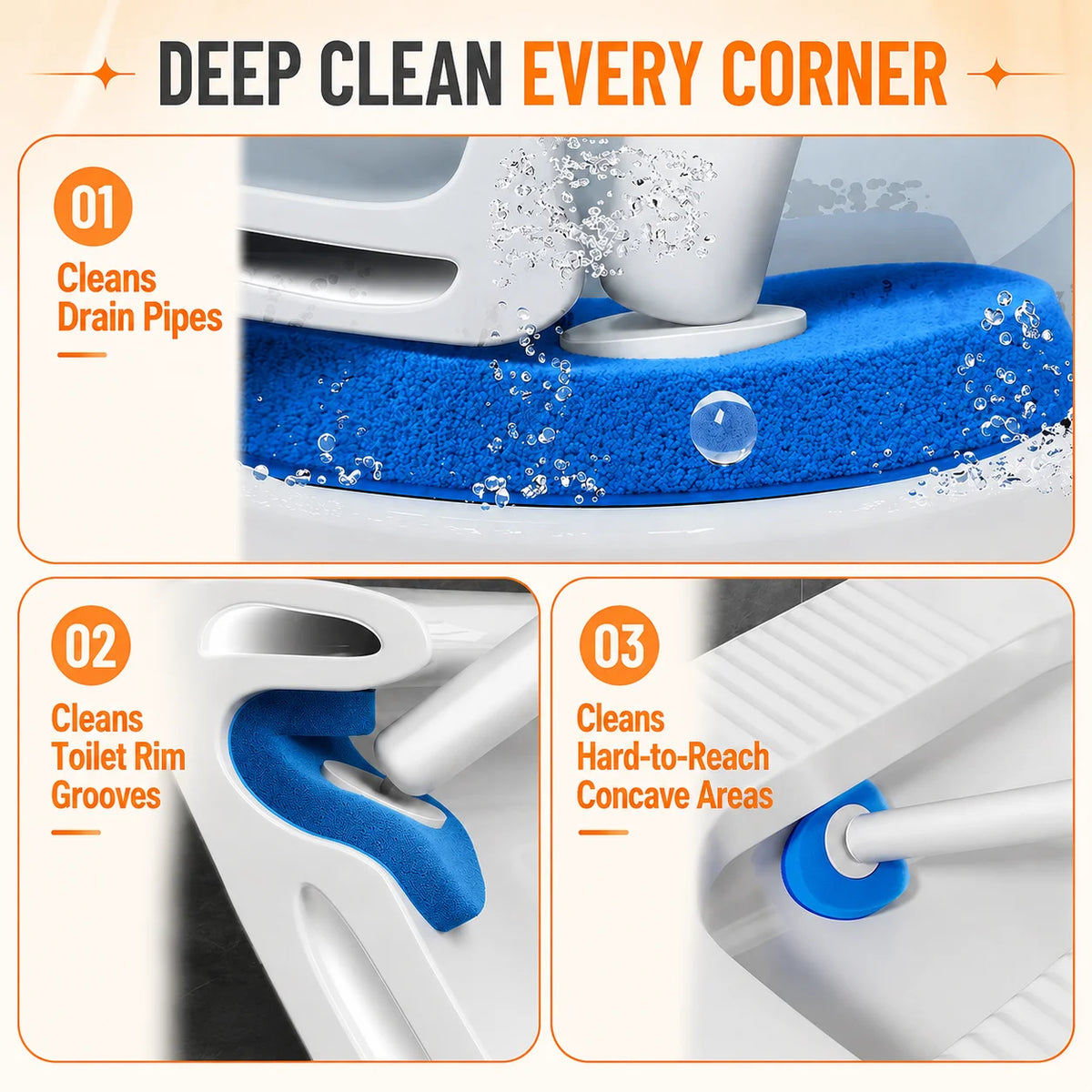 Joybos Touch Free Toilet Cleaning Wand With Replaceable Pads