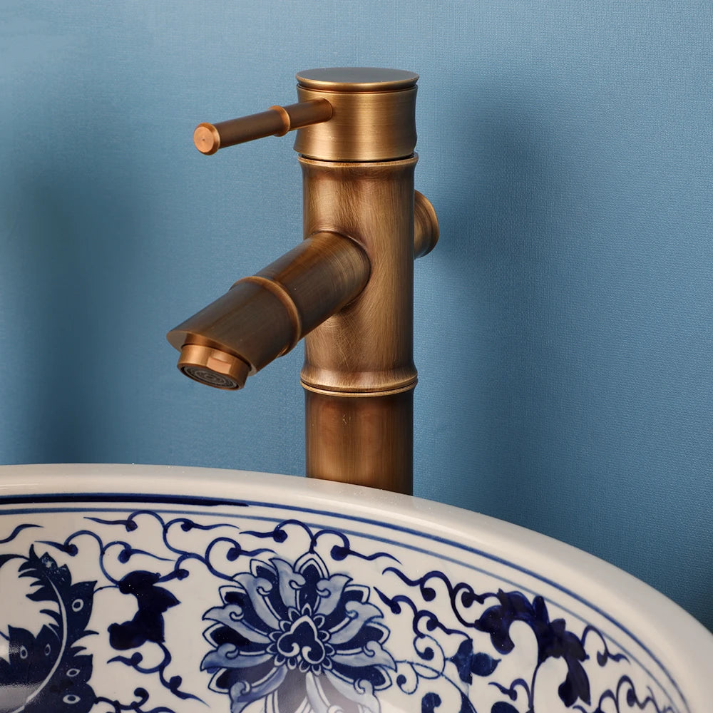 MEKKHALA Ceramic Round Bathroom Vessel Sink With Mixer Faucet