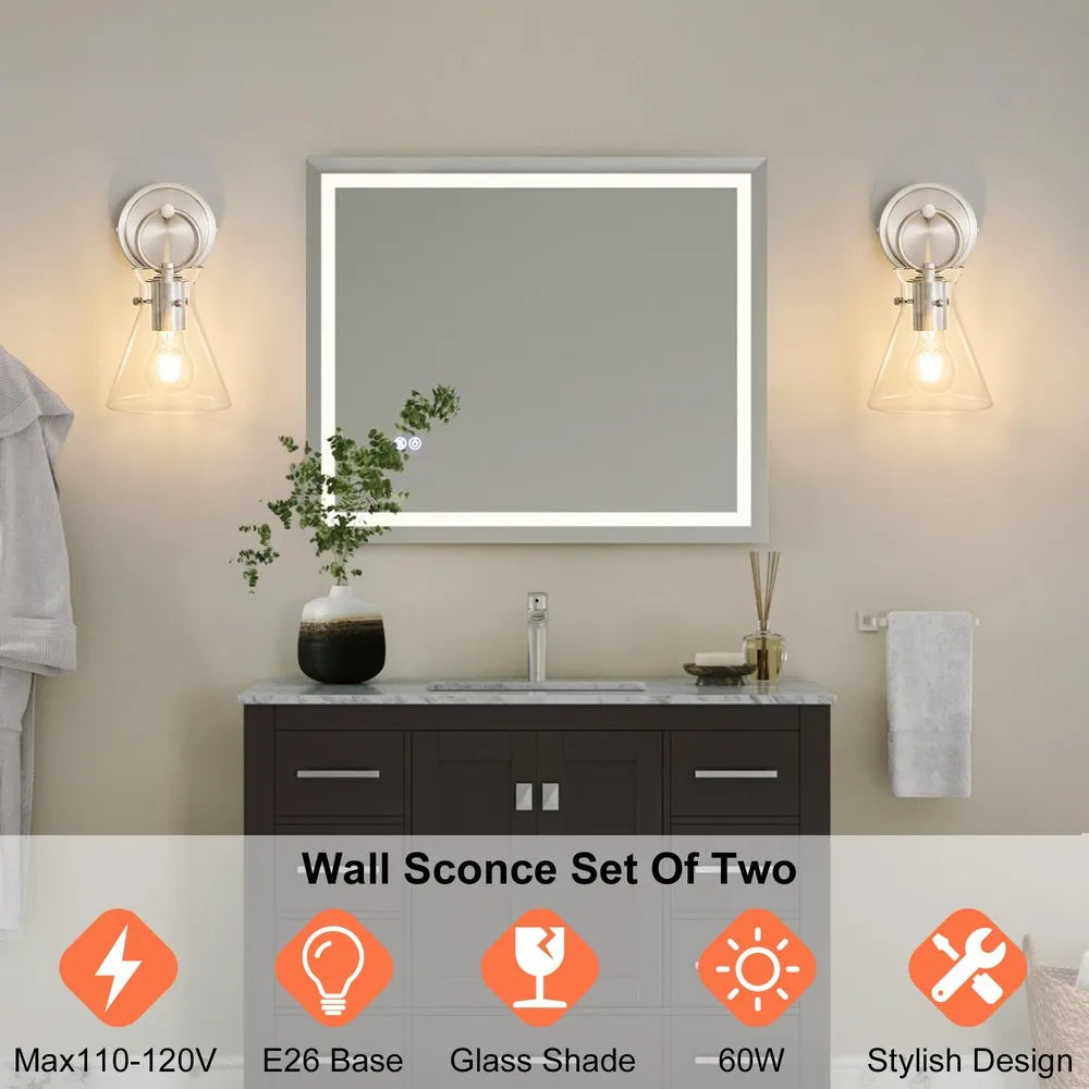 11.42 Inch Dimmable LED Wall Sconces Set of 2, Vanity Light for Bathroom & Bedroom