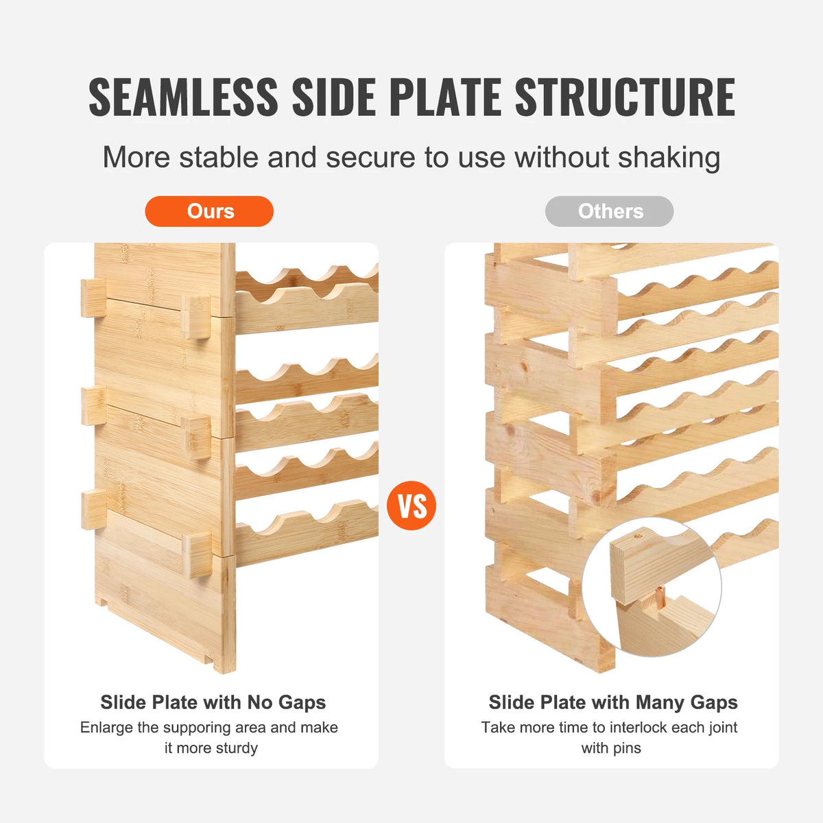 SucceBuy Bamboo Stackable Modular Wine Rack Free Standing Cellar Display