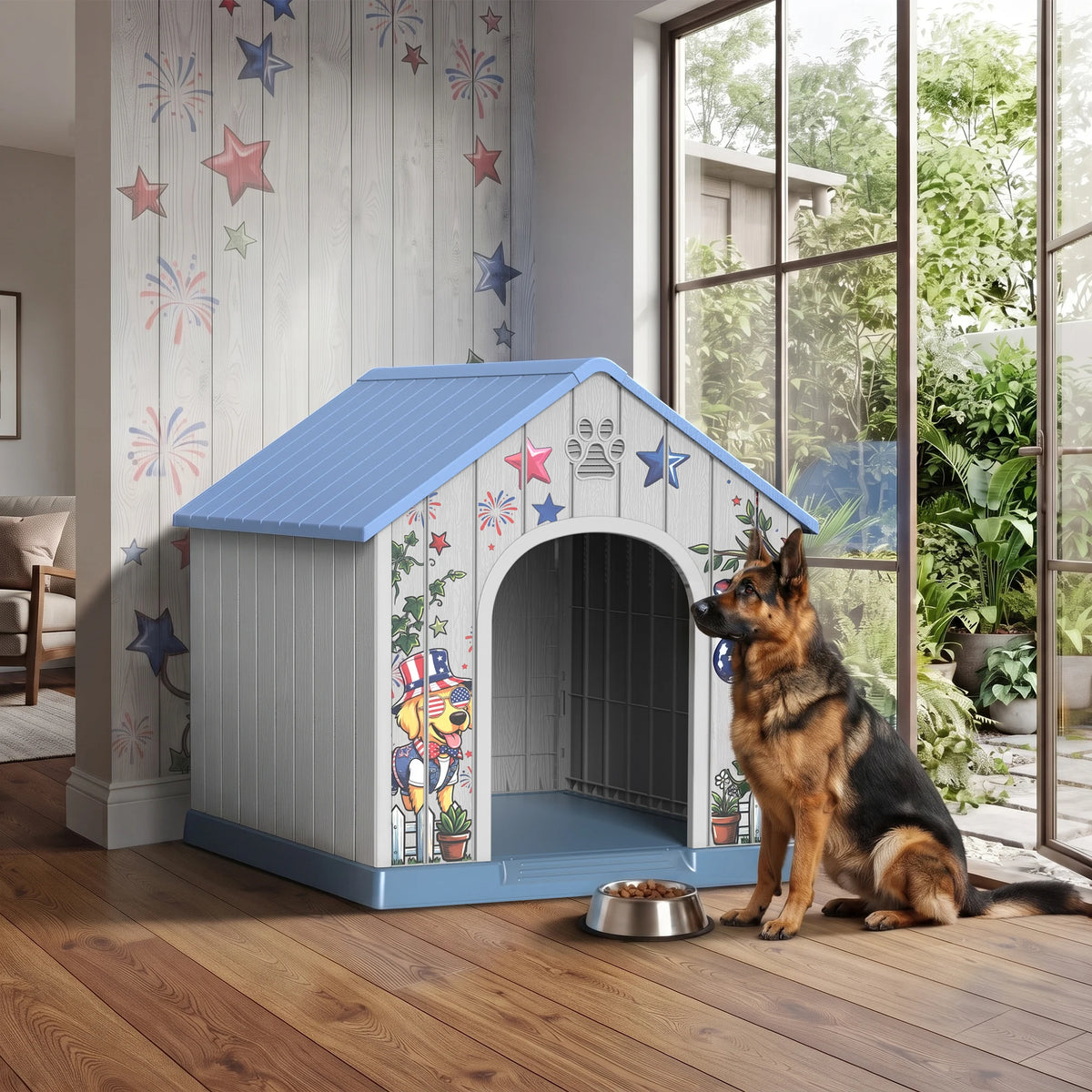 Weatherproof Plastic Dog House Outdoor Pet Shelter