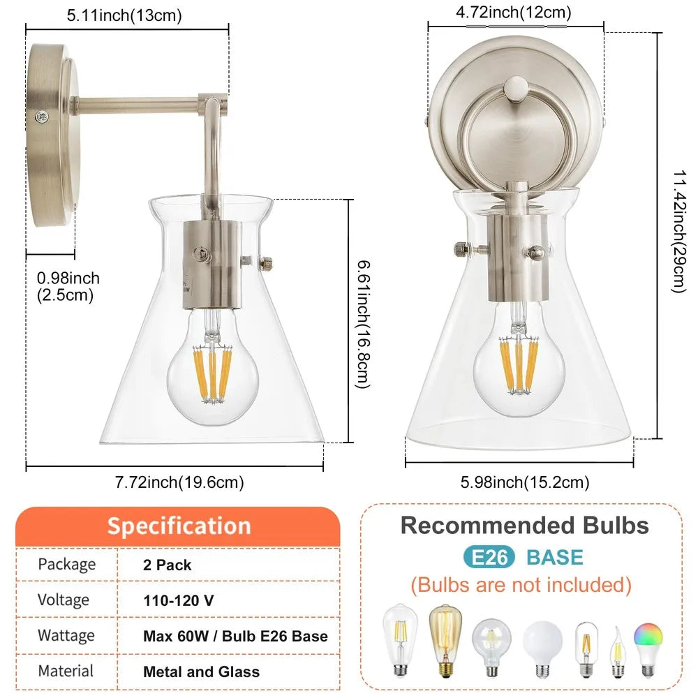 11.42 Inch Dimmable LED Wall Sconces Set of 2, Vanity Light for Bathroom & Bedroom