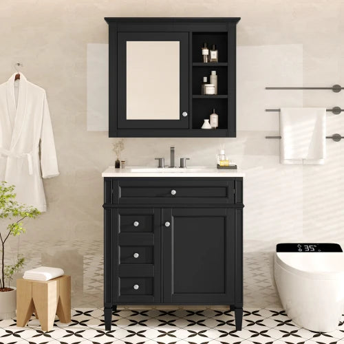 Modern Freestanding Bathroom Vanity With Ceramic Sink And Storage Cabinet
