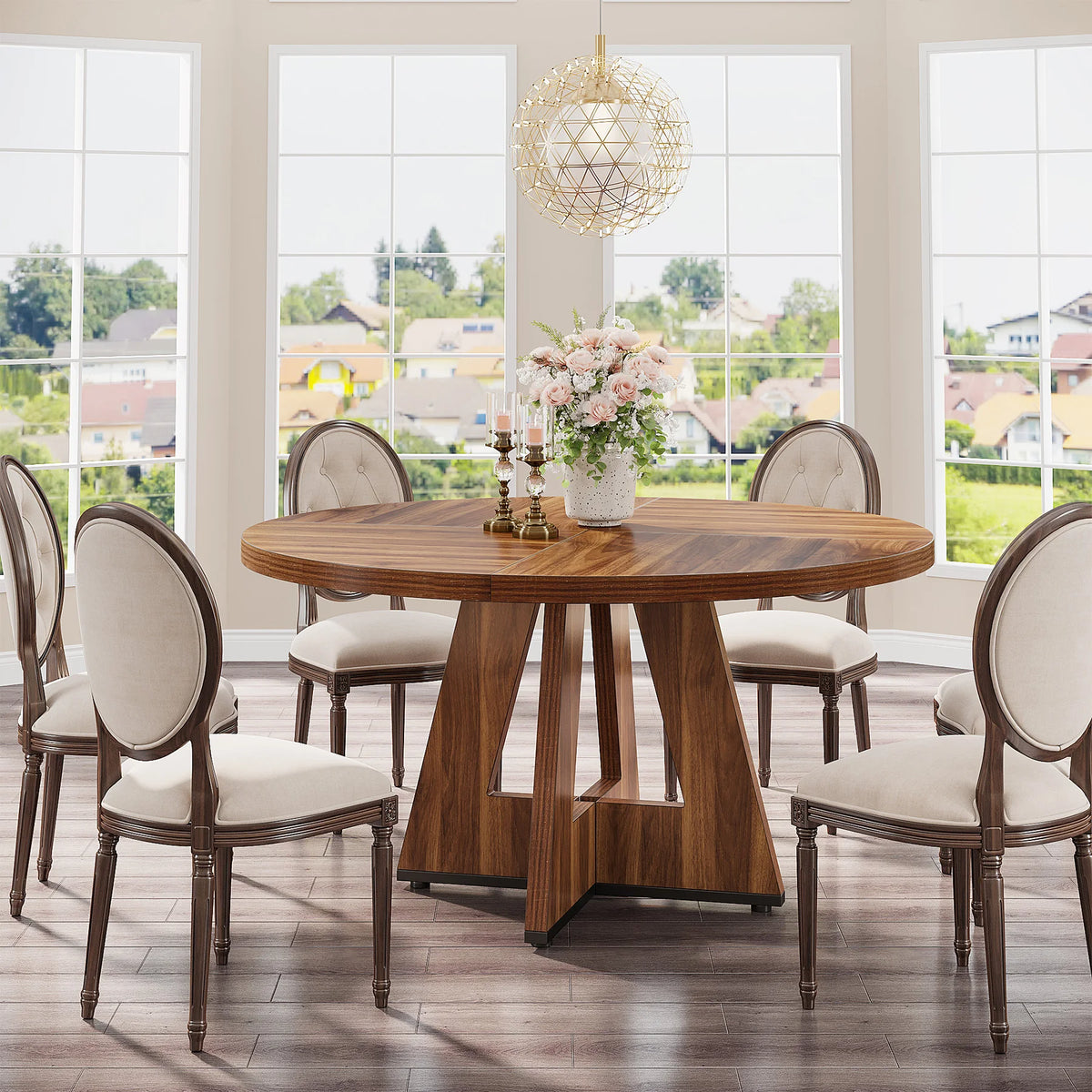 Tribesigns Round Farmhouse Kitchen Table For Dining Room Modern Design