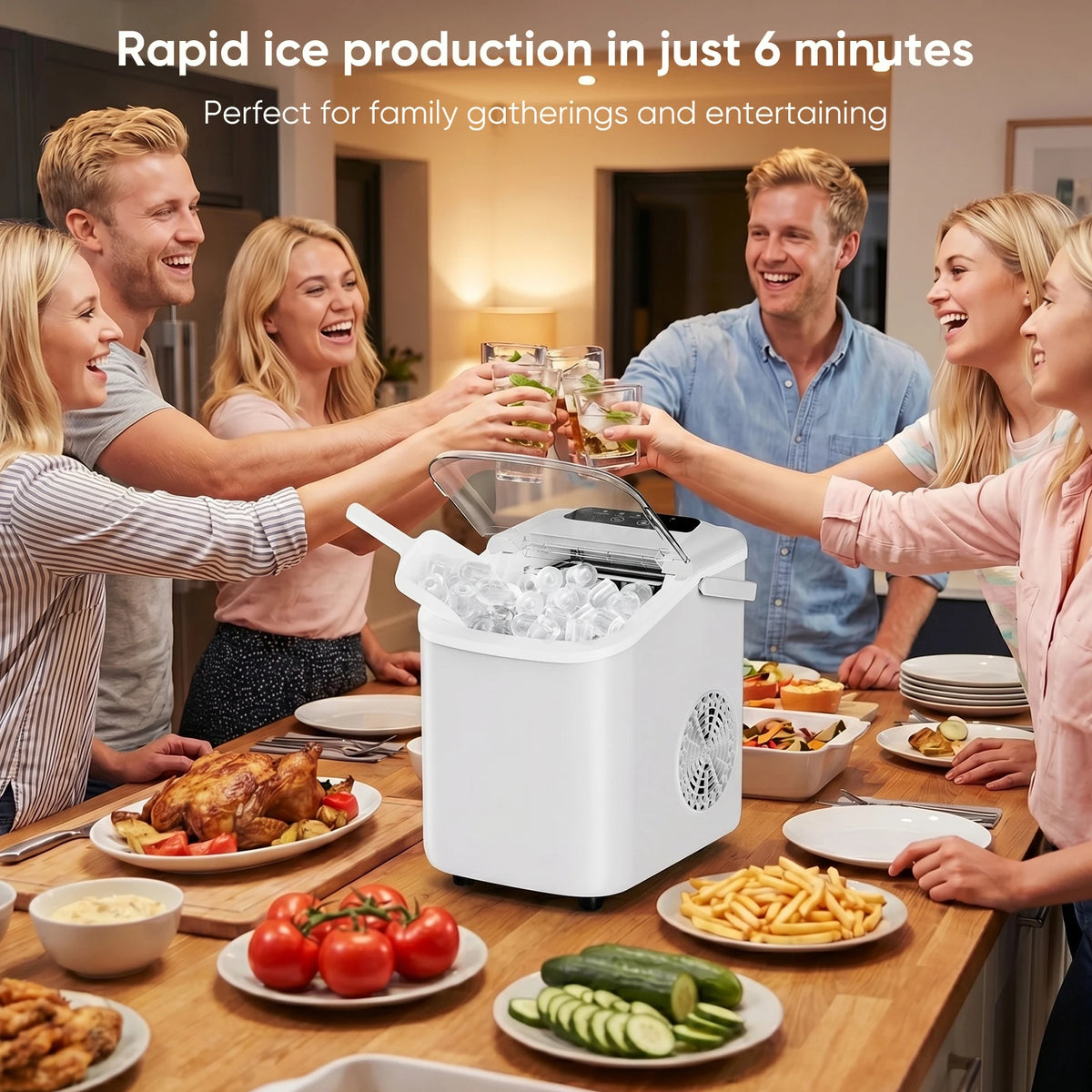 Compact Countertop Portable Ice Maker With Handle And Scoop