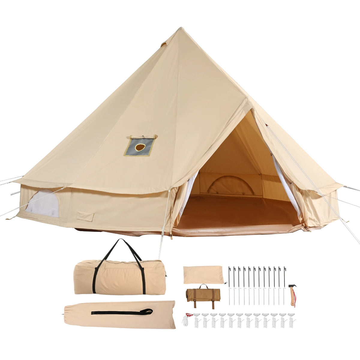 SucceBuy Canvas Bell Tent With Stove Jack For Camping