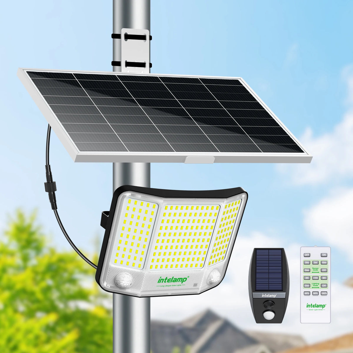 Intelamp Solar Street Flood Light With Dual Motion Sensors