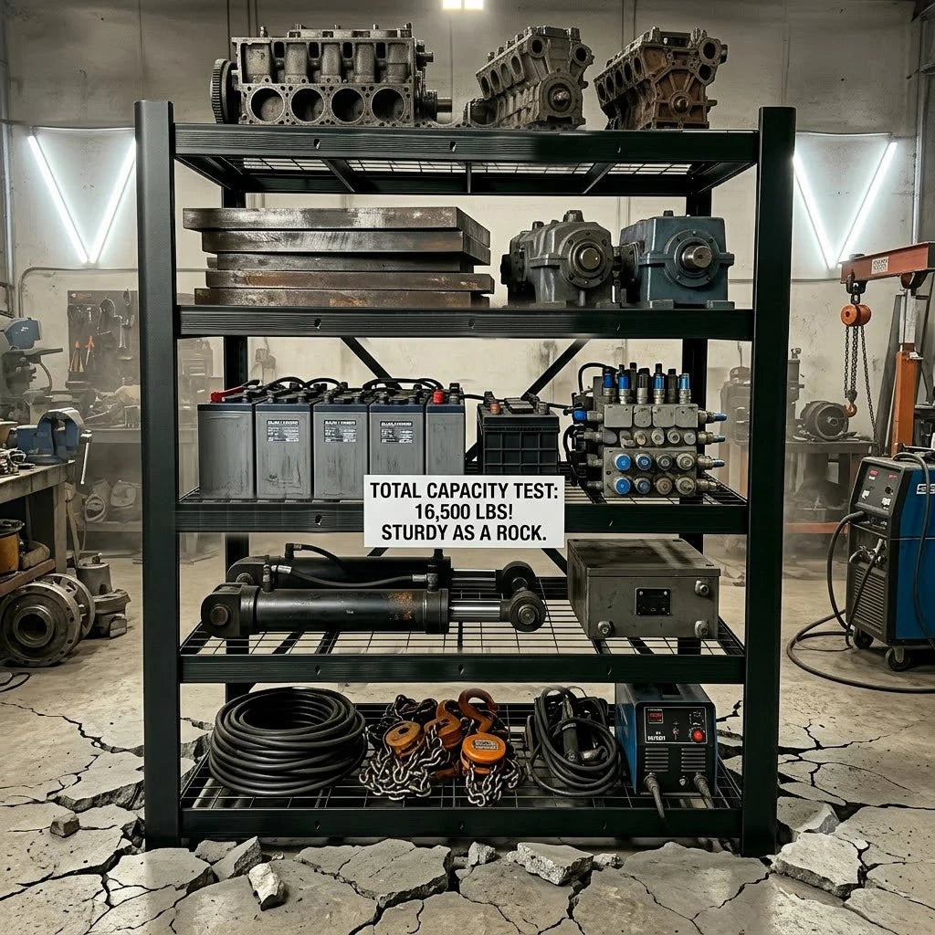 Heavy Duty Steel Mesh Storage Rack For Garage And Workshop