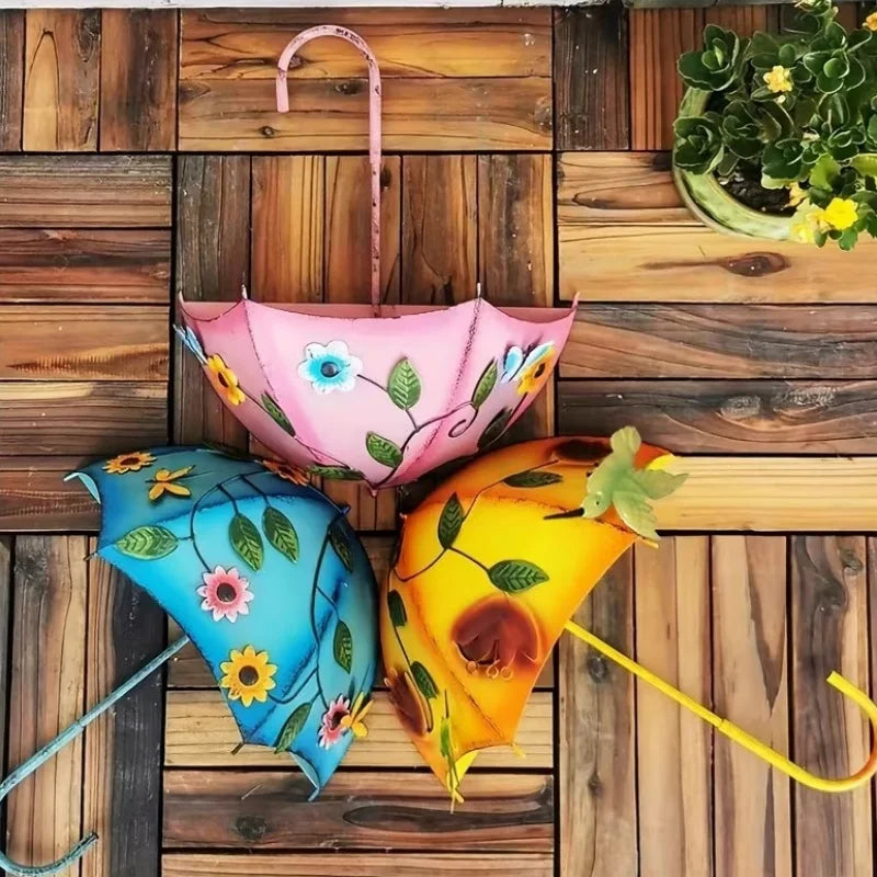 Farmhouse Umbrella Shaped Metal Wall Mounted Hanging Planter