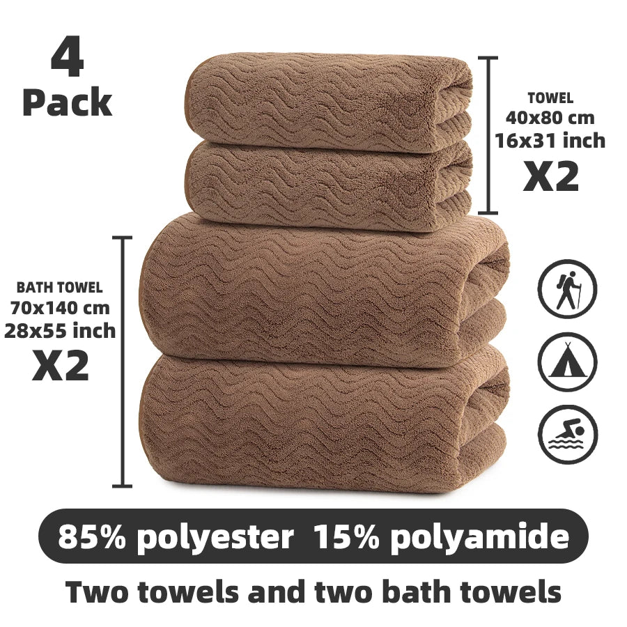 Luxury Coral Fleece Bath Towel Set With High Water Absorbency