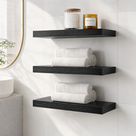 Set Of Three Floating Wall Shelves With Invisible Brackets