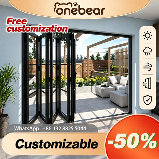 Modern Thermal Break Aluminum Accordion Folding Glass Patio Door