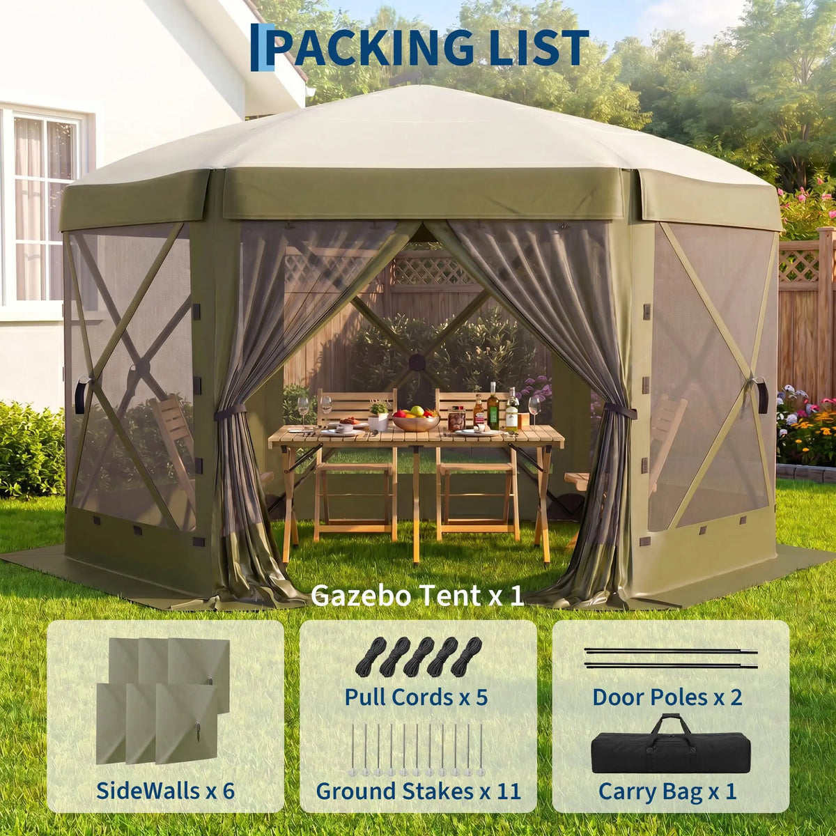 HiMISS Pop Up Gazebo Screen Tent With Removable Wind Walls