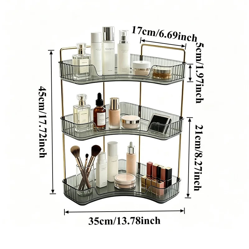 Bathroom Countertop Storage Organizer Rack With Hooks