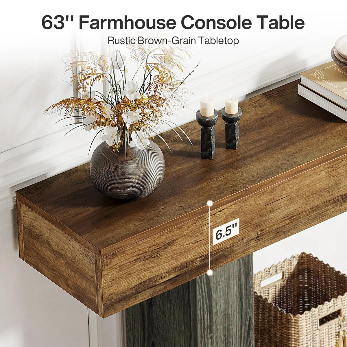 Tribesigns Farmhouse Wooden Console Table For Living Room Entryway