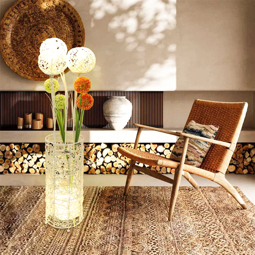 LUVODI Modern Rattan Floor Lamp For Decorative Home Lighting