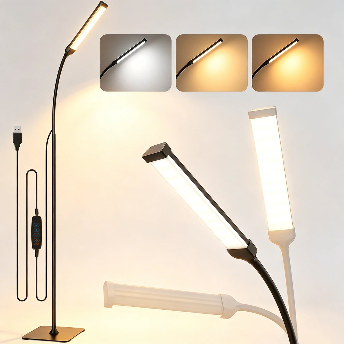 DUMILOO LED Floor Lamp With Flexible Gooseneck And Dimming