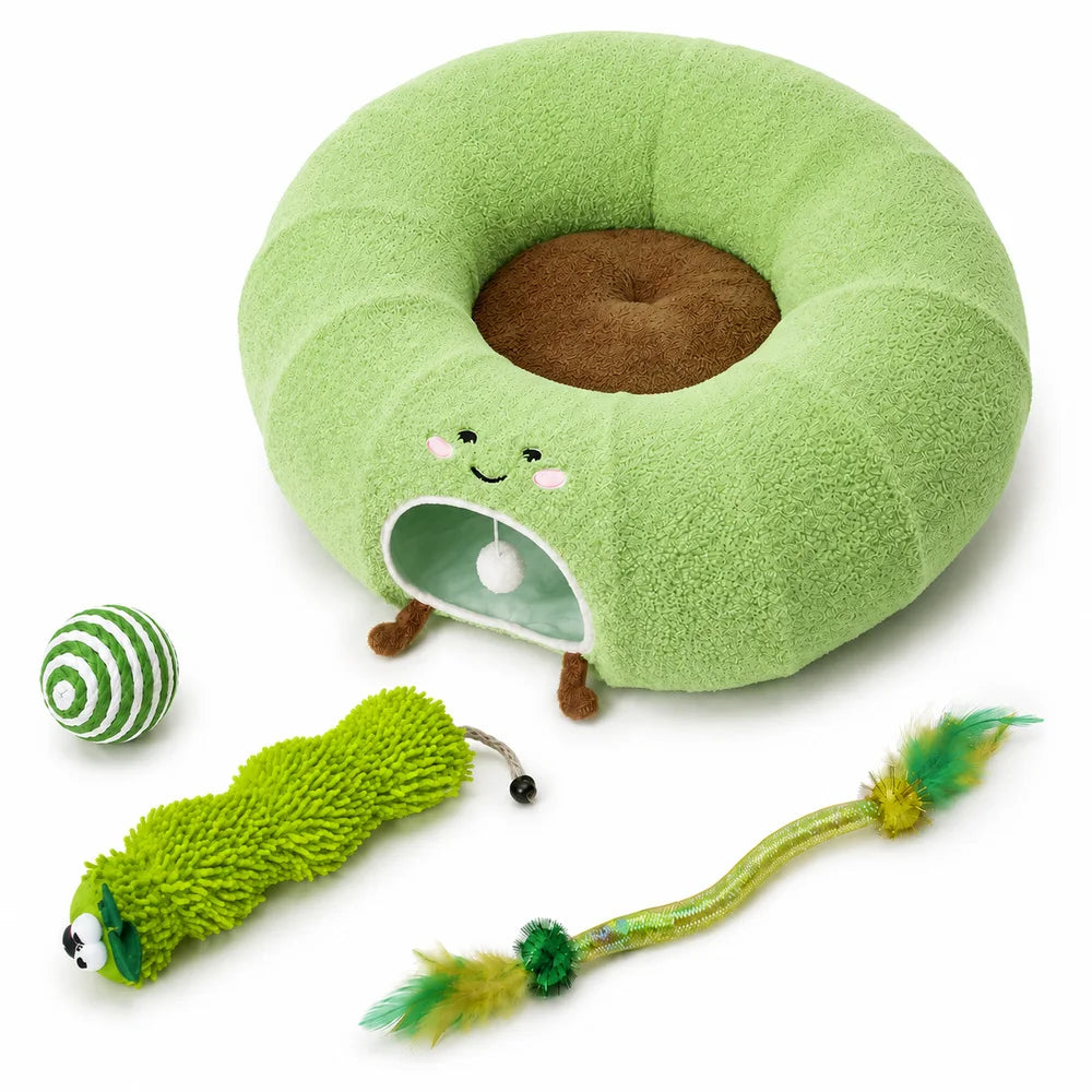 Convertible Cat Tunnel Bed With Removable Cushion And Play Hideaway