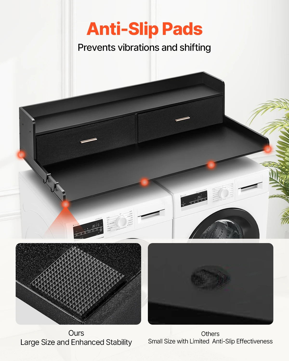 SucceBuy Wall Mounted Washer Dryer Countertop With Storage Shelf