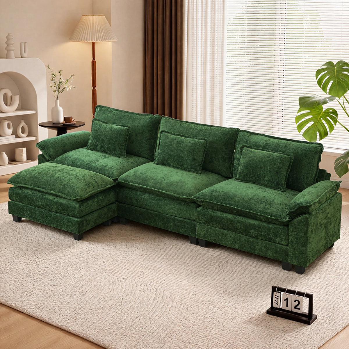 TCGBKAF Modern Modular Cloud Sectional Sofa With Ottoman
