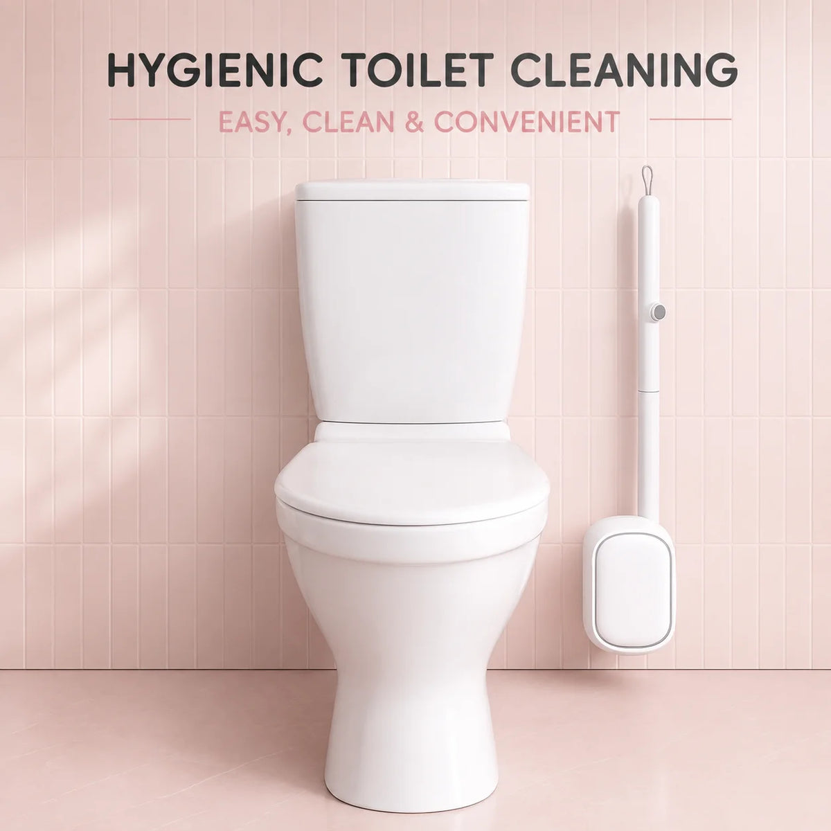 Joybos Wall-Mounted Toilet Brush with Replaceable Heads and Auto-Open Bracket