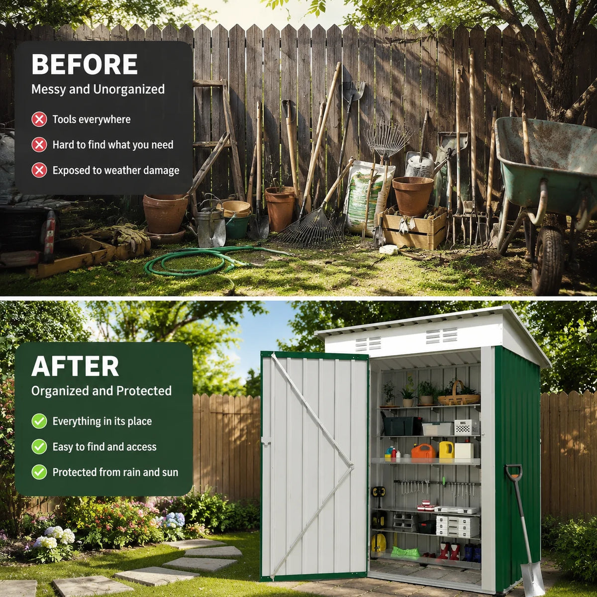 Heavy Duty Metal Outdoor Storage Shed With Lockable Door