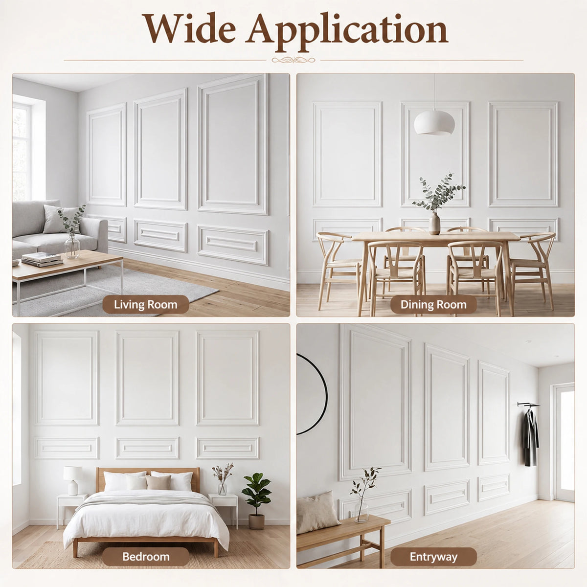 Pre Cut Wainscoting Wall Molding Kit With PU Trim Panels