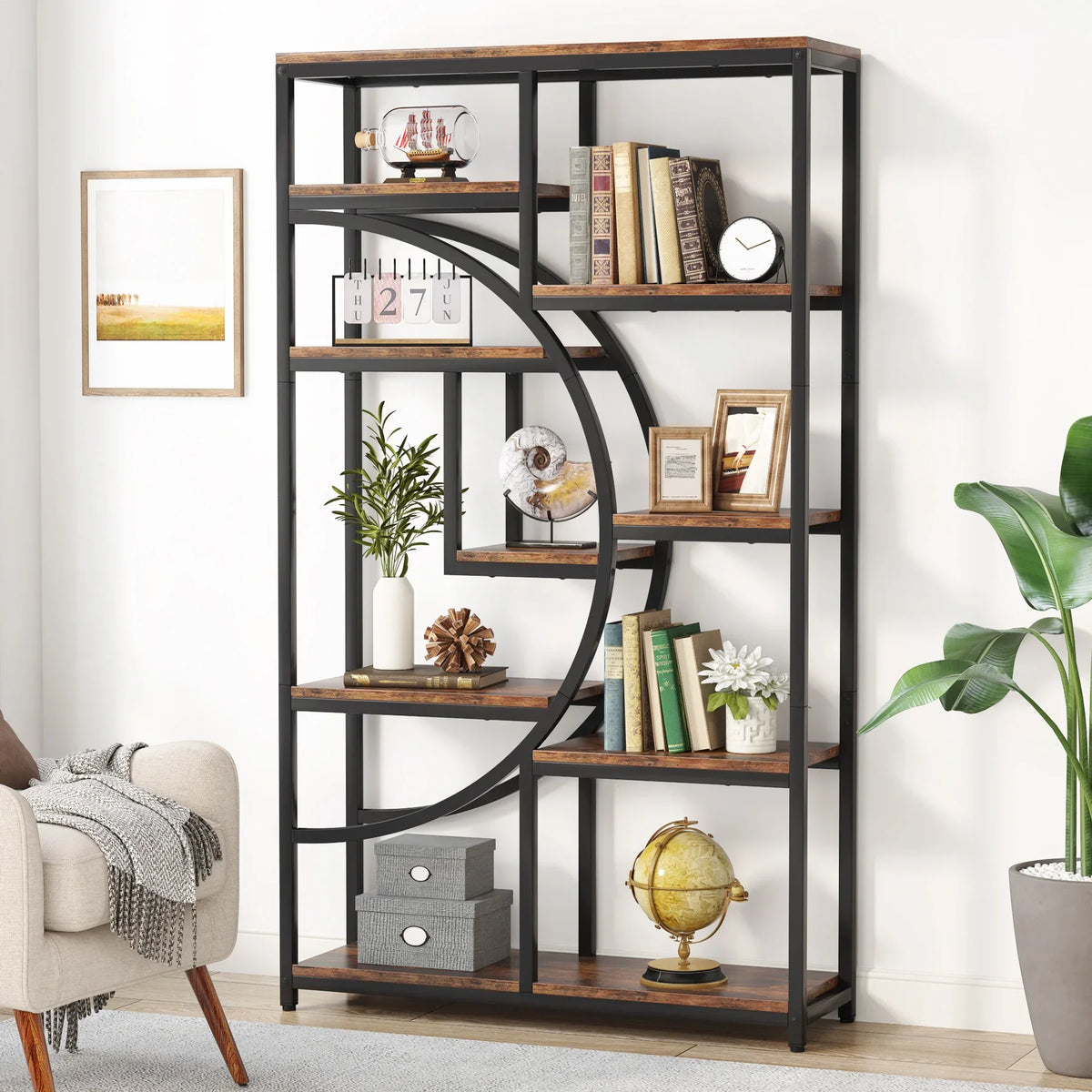 Tribesigns Five Tier Industrial Bookshelf Freestanding Display Shelf