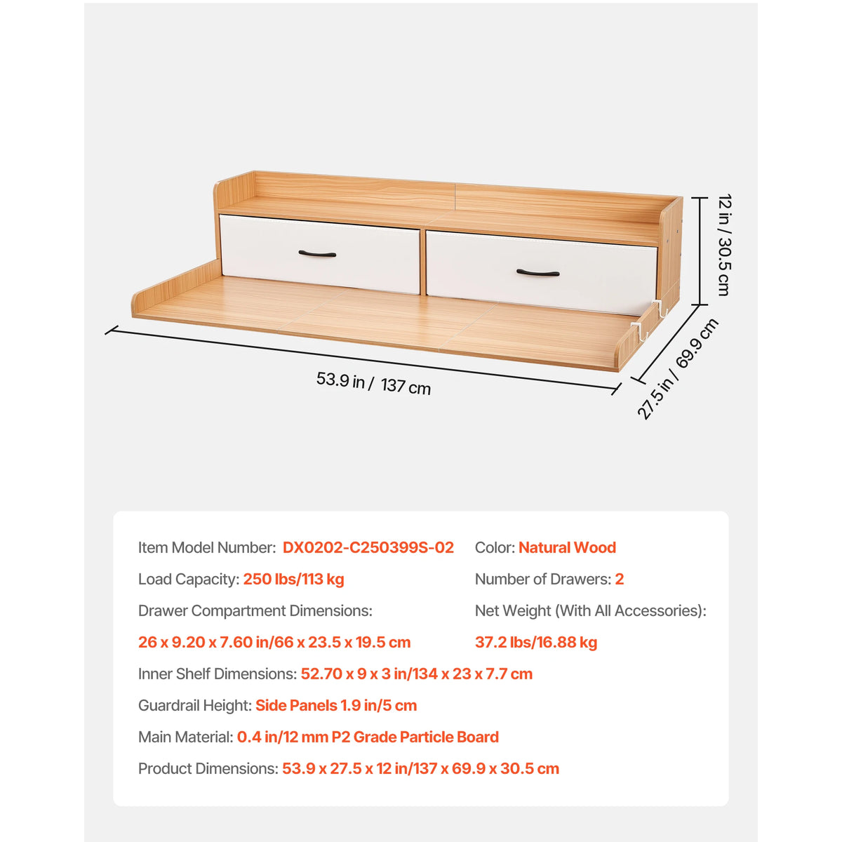 SucceBuy Wall Mounted Washer Dryer Countertop With Storage Shelf