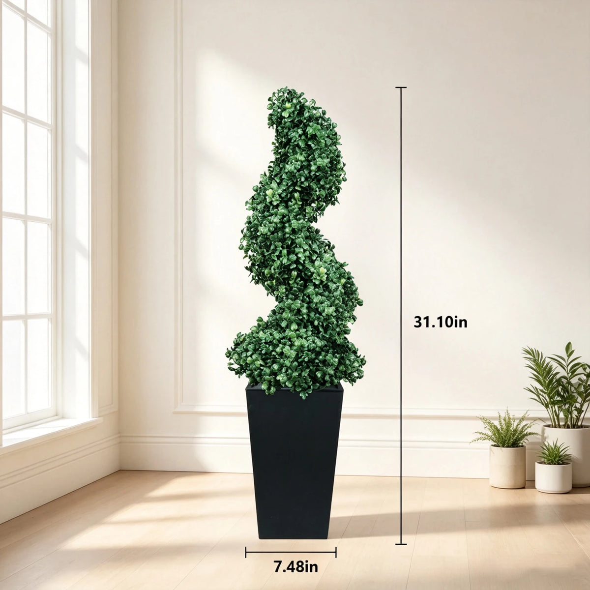 Olitree Artificial Boxwood Spiral Topiary Trees With Planters