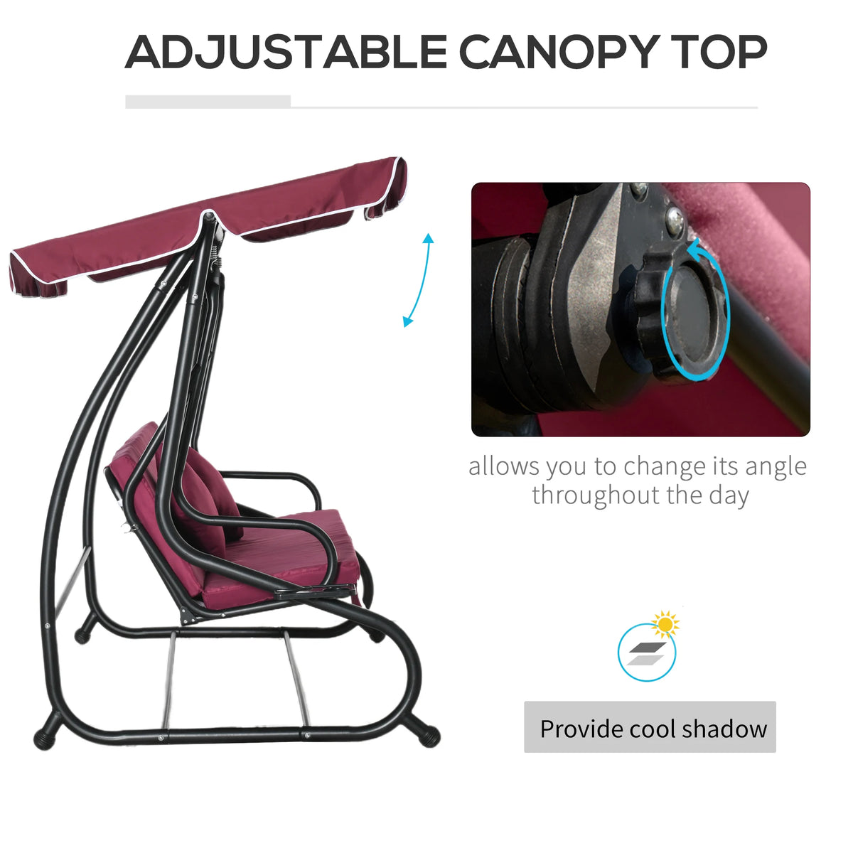 Outsunny Outdoor Patio Swing Hammock Bench With Adjustable Canopy