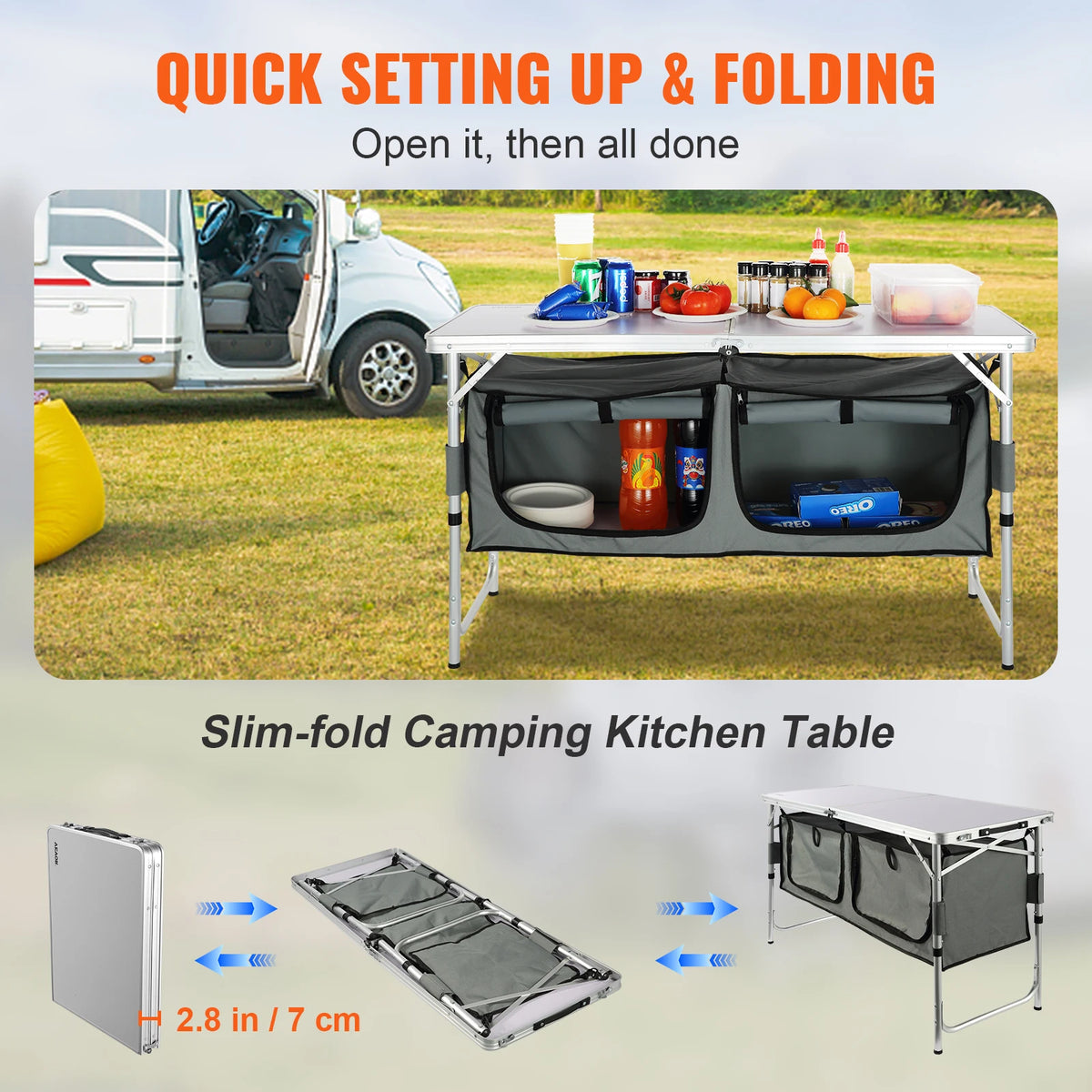 SucceBuy Folding Outdoor Camping Table With Storage Bag