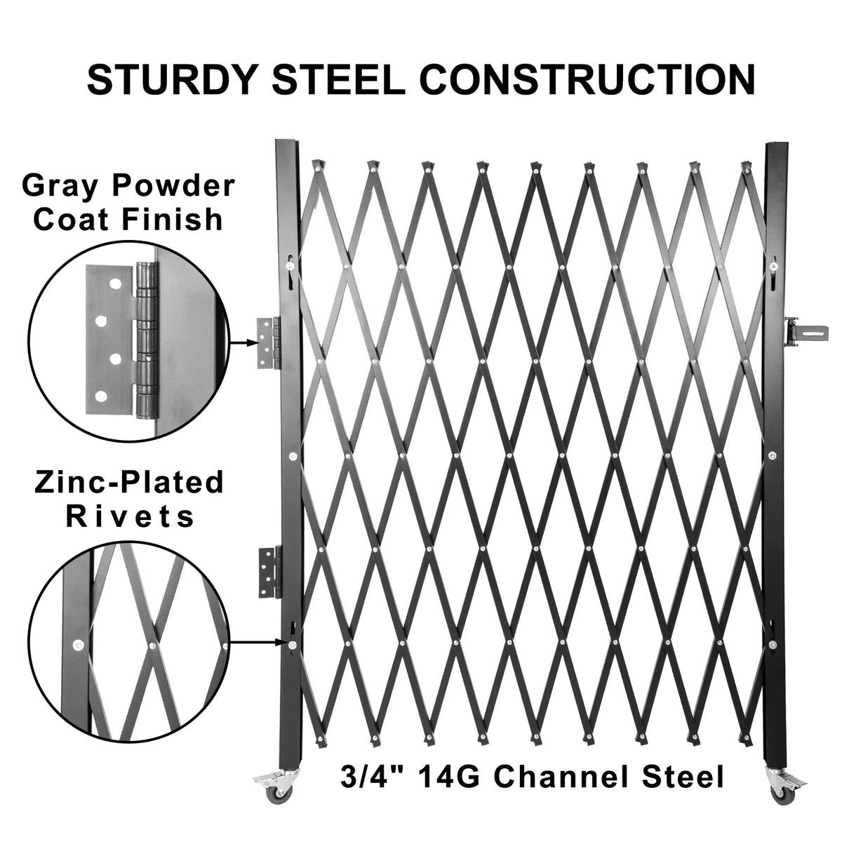 Single Folding Steel Security Gate Expandable Accordion Door